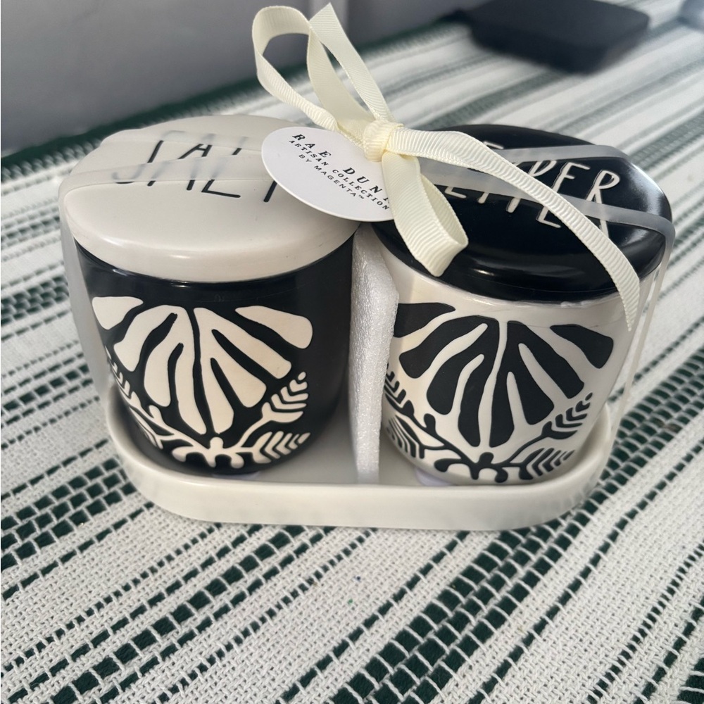 Rae Dunn Black and White Salt & Pepper Shaker Set